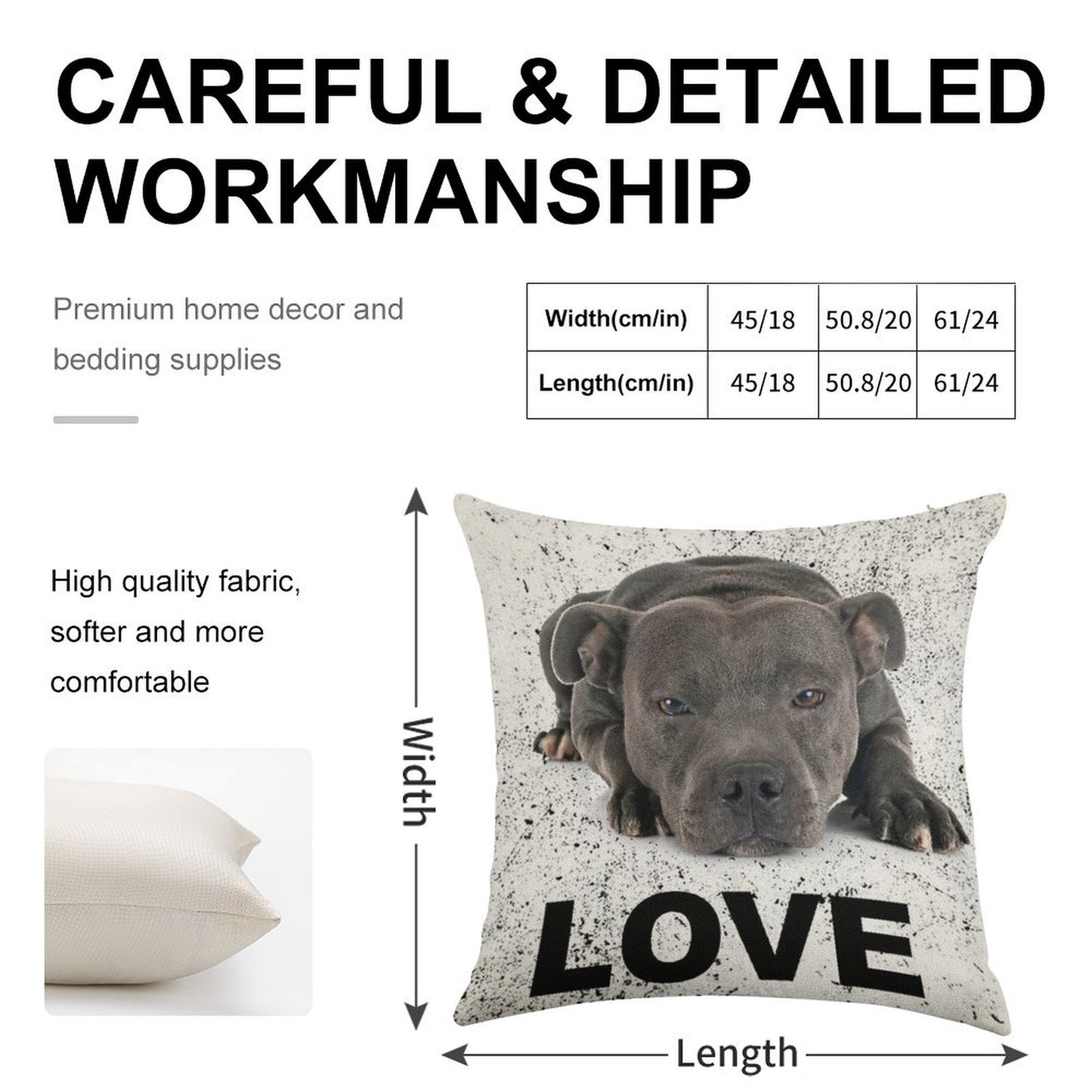 Love Is 4 Paws & Waggy Tail Blue Staffordshire Bull Terrier Linen Throw Pillow Cover