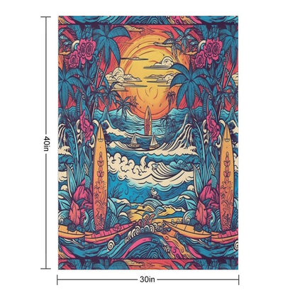 Surf Tribe – Popular Art, Vintage Style Surfing Gift Throw Blanket