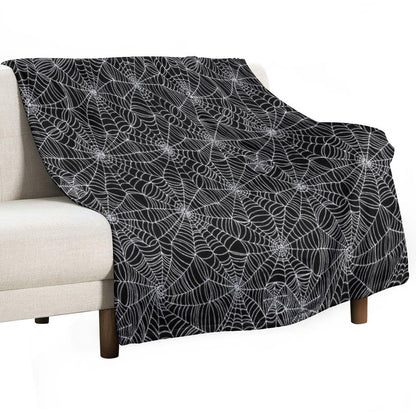 Spider Web Pattern - White on Black by Cecca Designs Throw Blanket