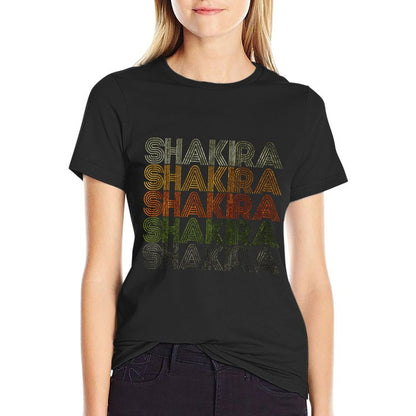 Love Heart Shakira GrungeVintage Style Black Shakira  Rolled Sleeves T-Shirt