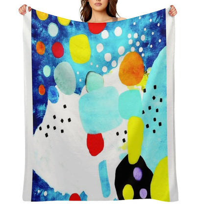 Marine Blue And White Abstract Art Throw Blanket