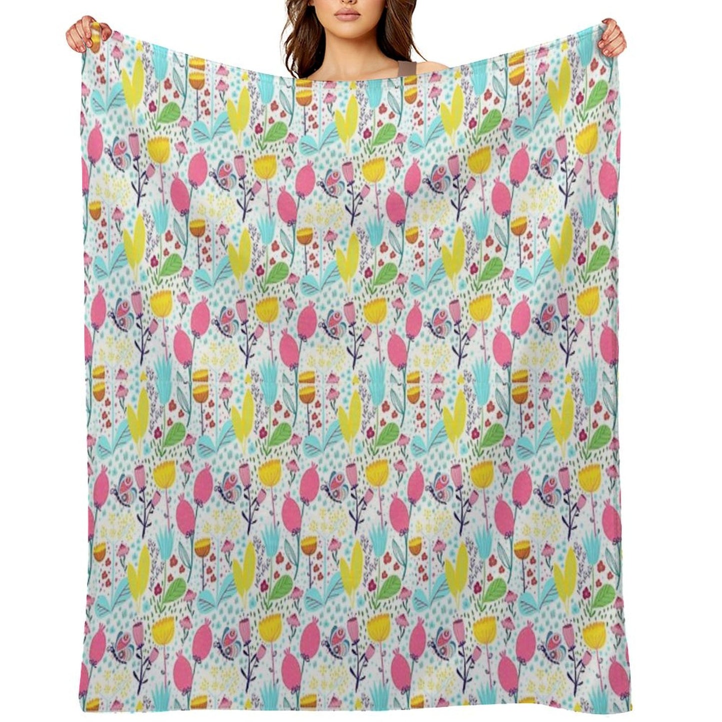Funky Flowers Throw Blanket