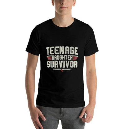Teenage Daughter Survivor Vintage Dad Mom Fathers Day Gift  Heathered Texture T-Shirt