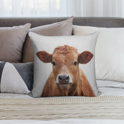 Cow - Colorful Soft Decorative Cover Throw Pillow
