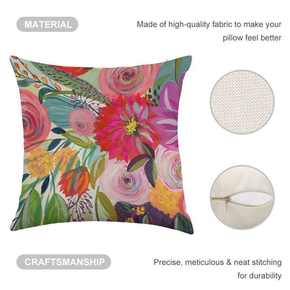 Hope Blooms Linen Throw Pillow Cover