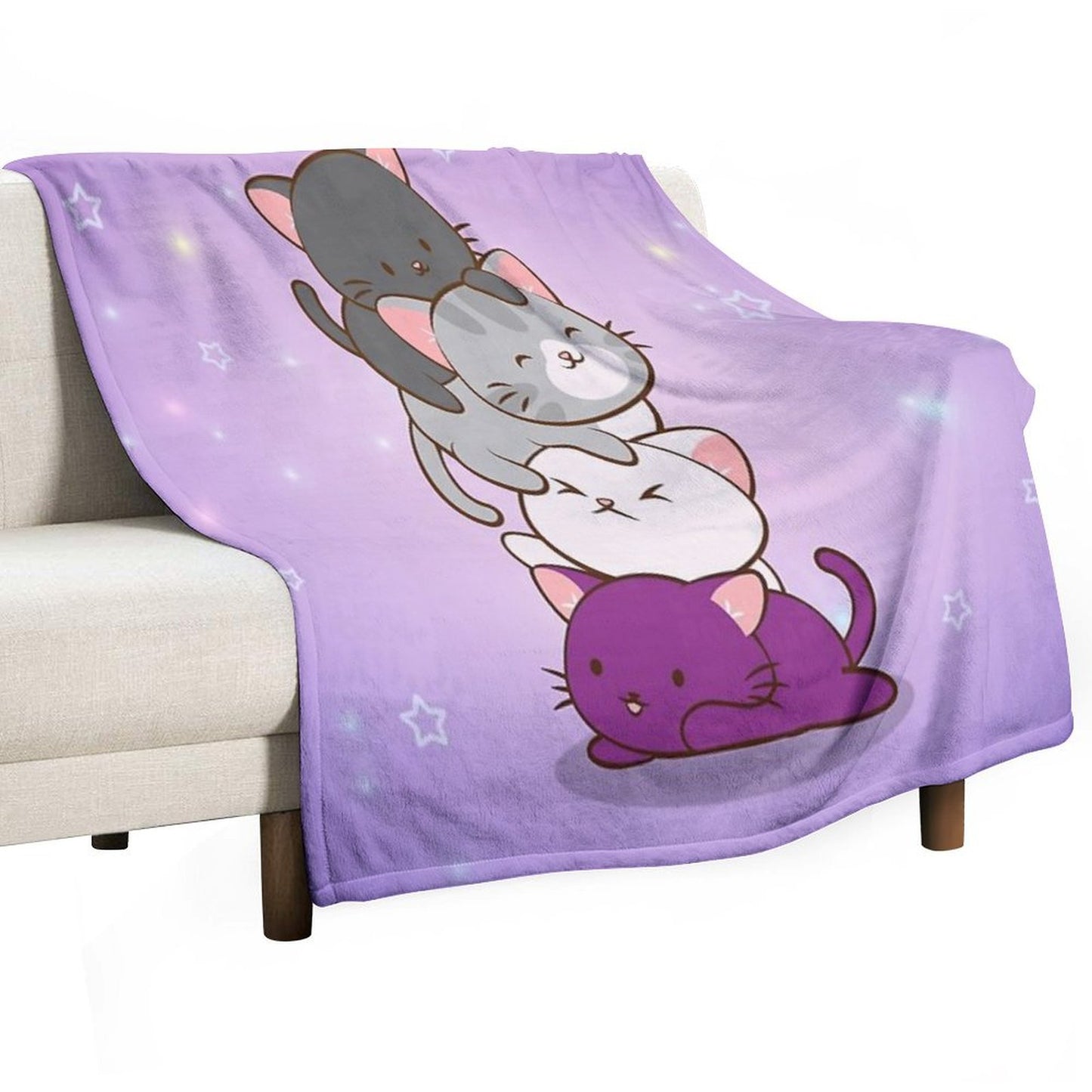 Ace Pride Kawaii Cats LGBTQ Asexual Throw Blanket