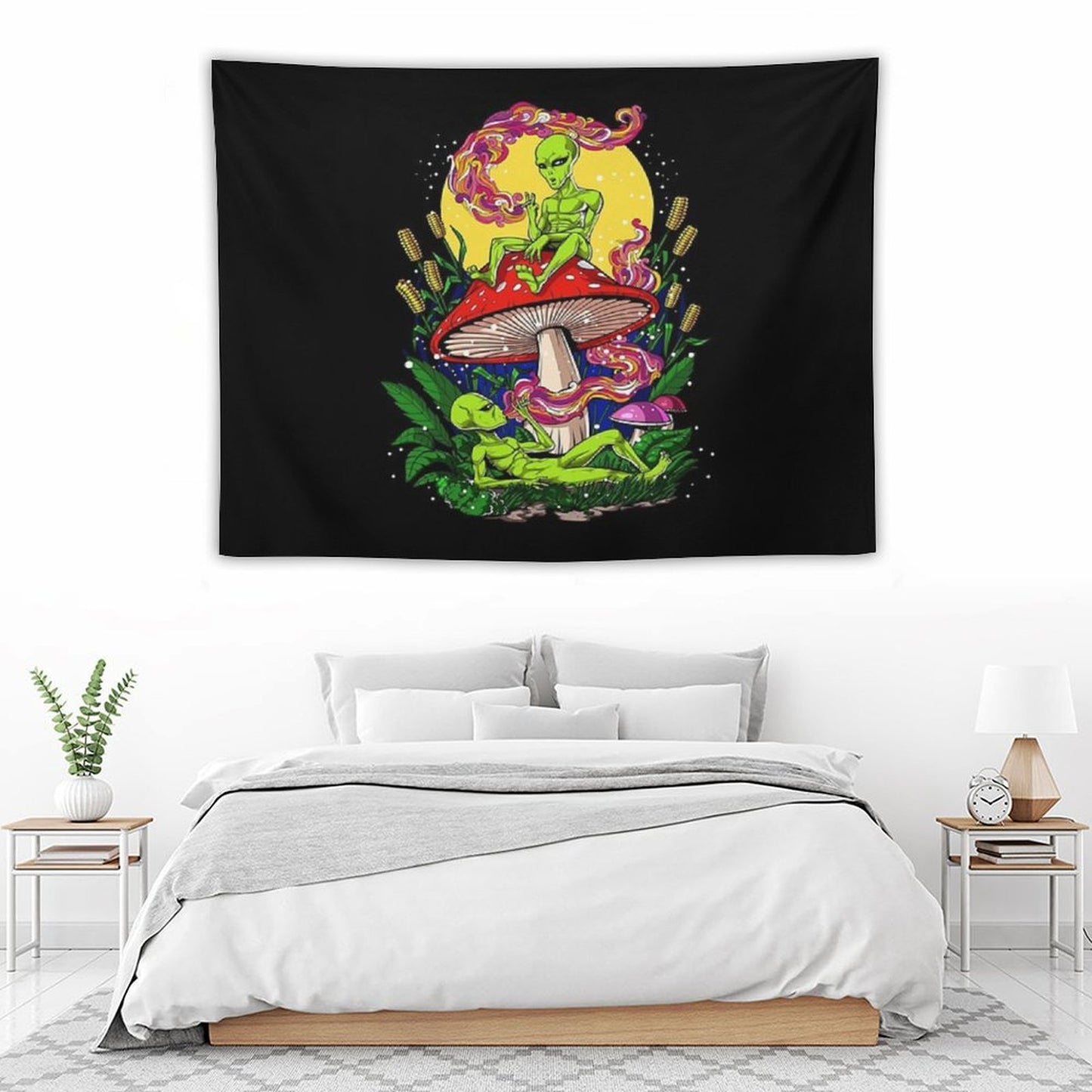 Magic Mushrooms Aliens Tapestry