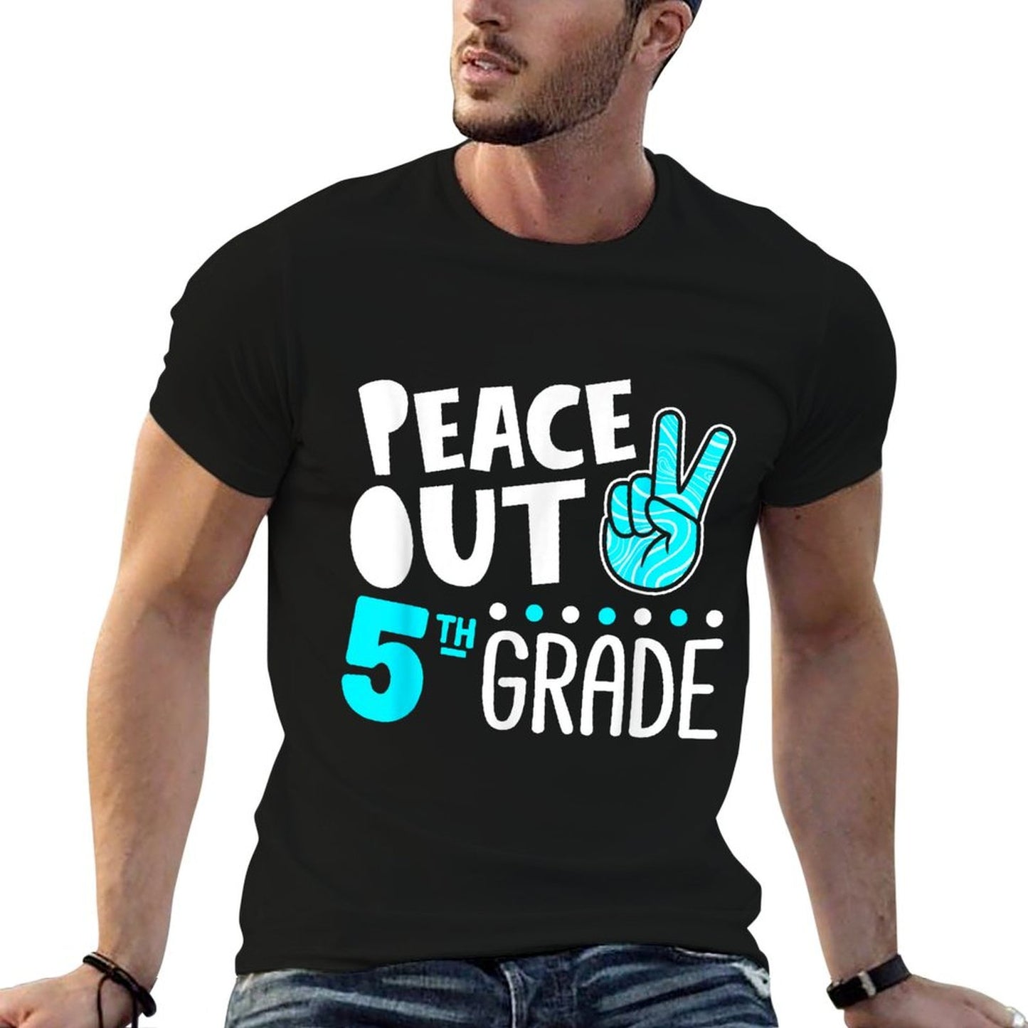 Peace Out 5th Grade Graduation Last Day School 2025 Funny T-Shirt