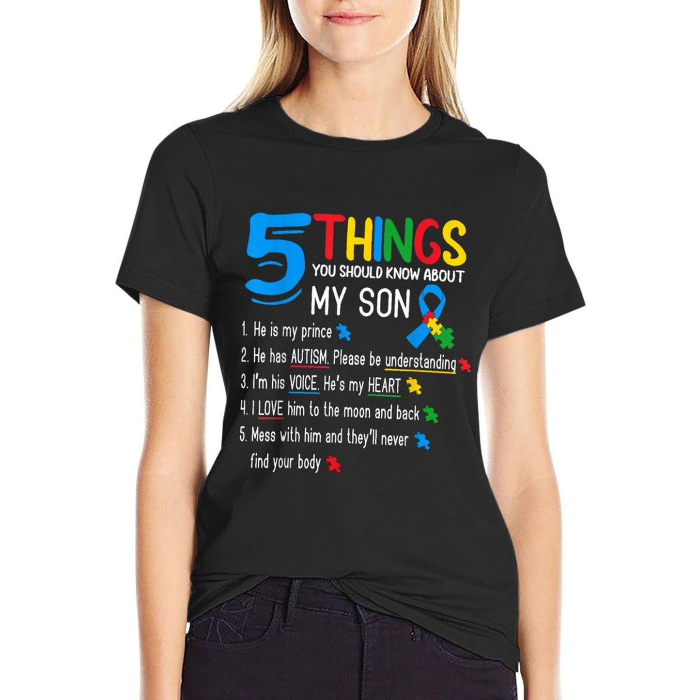 Autistic Son Autism Awareness Support For Mom Dad Parents T-Shirt