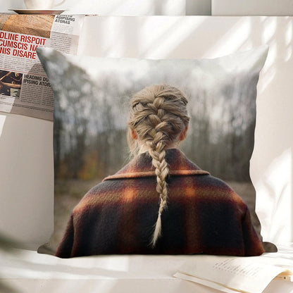 Evermore Album Cover Design Linen Throw Pillow Cover