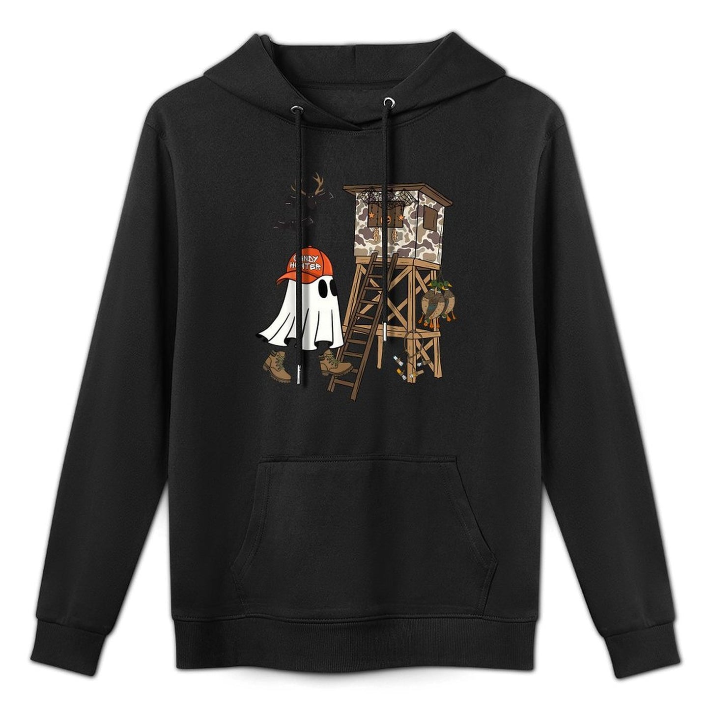 Candy Hunter Camo Ghost Boys Halloween Deer Duck Hunting Shape Retention Hoodie
