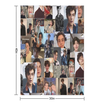 Louis Partridge Collage Phone Case Throw Blanket