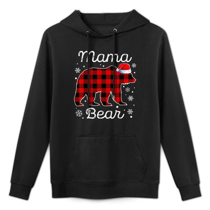 Mama Bear Christmas Pajamas Red Plaid Buffalo Family Machine Washable Hoodie