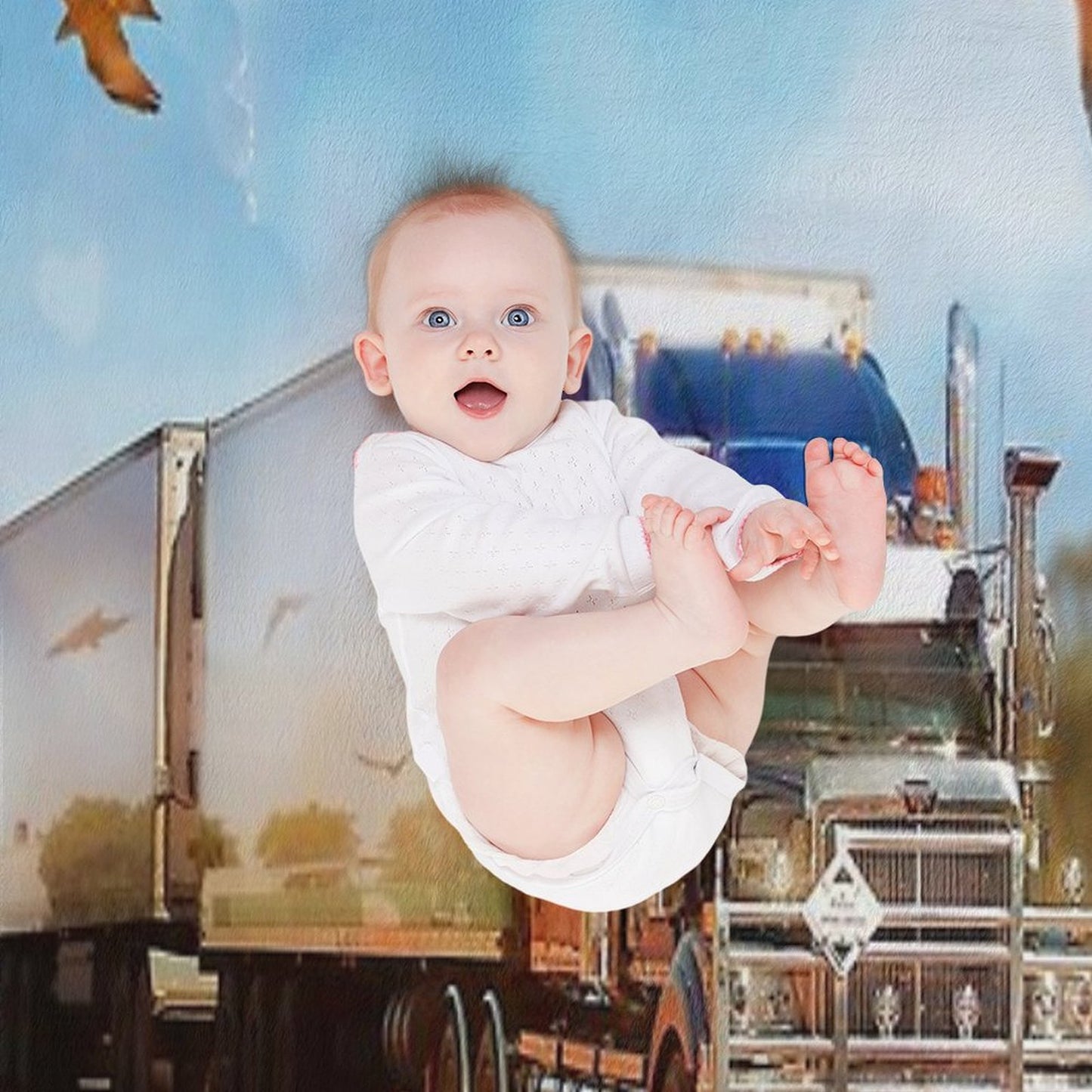 Kenworth Truck with Three Tailers Throw Blanket