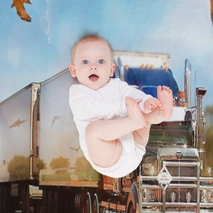 Kenworth Truck with Three Tailers Throw Blanket