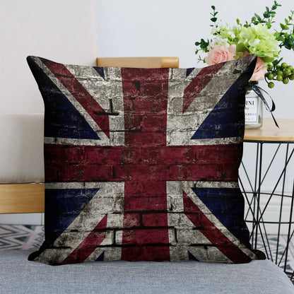 Grunge UK Flag, Great Britain, Punk Style Distressed Wall Linen Throw Pillow Cover