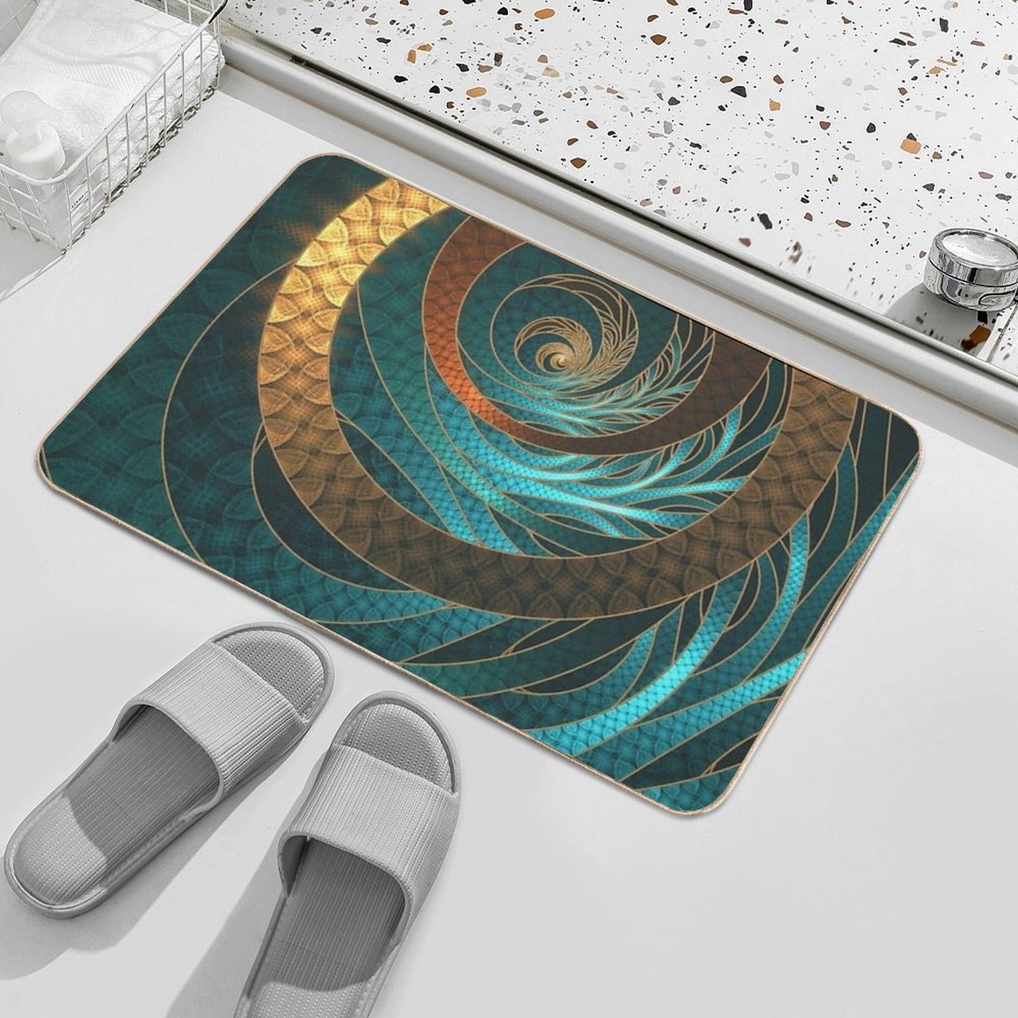 Beautiful Corded Leather Turquoise Fractal Bangles Bath Mat