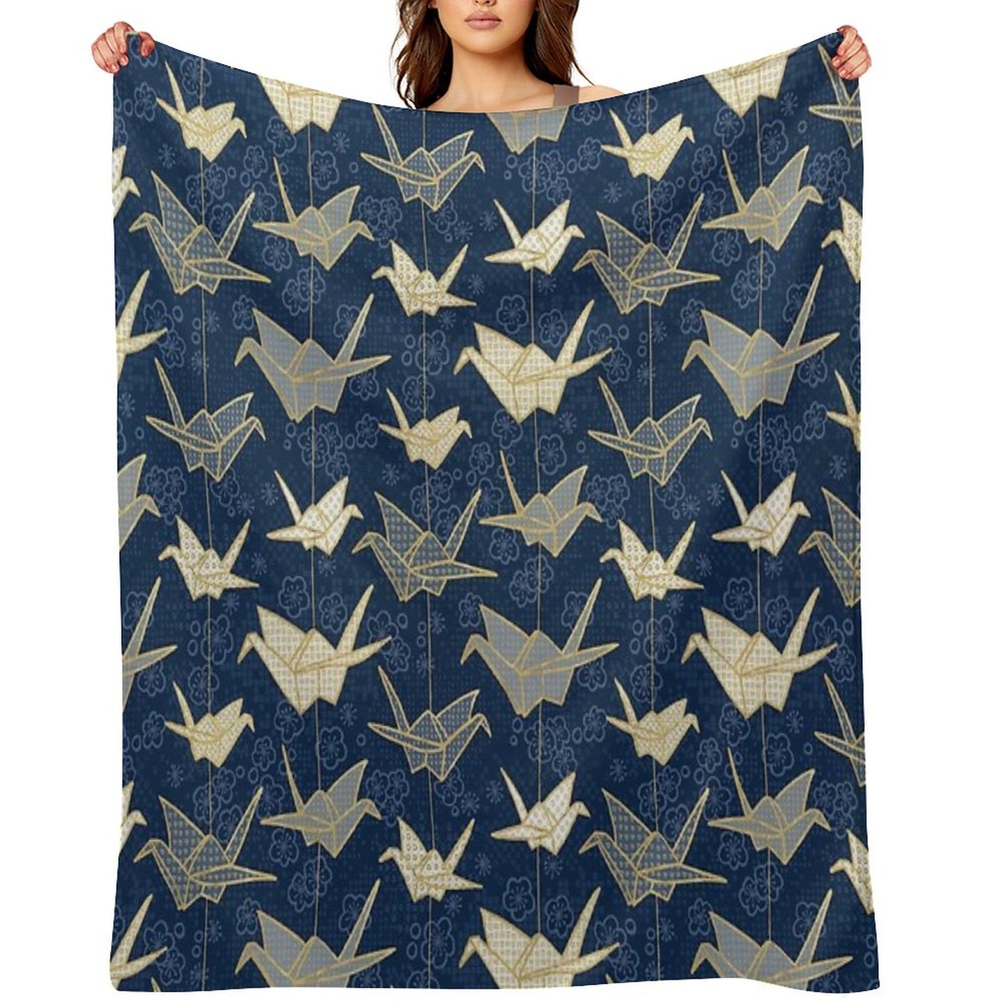 Sadako's Good Luck Cranes Throw Blanket