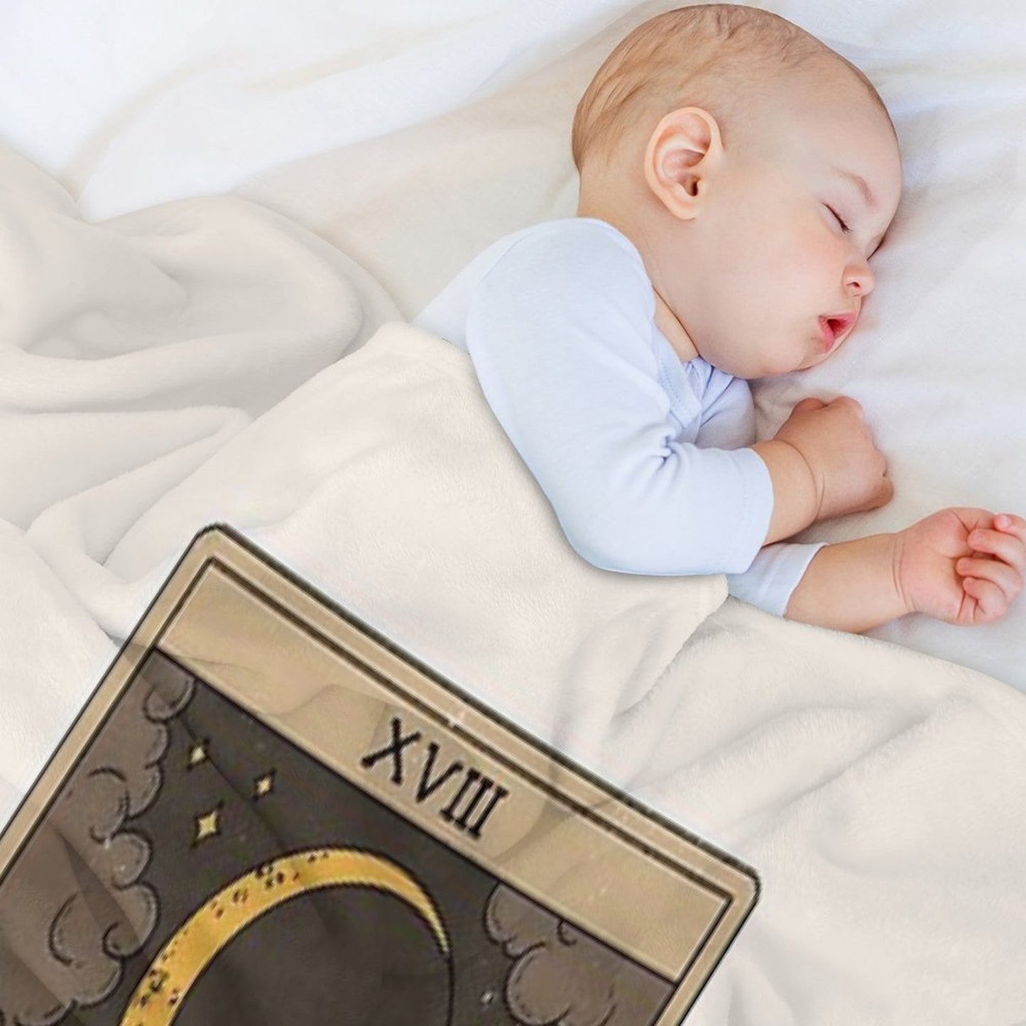 The Moon - Raccoons Tarot Throw Blanket