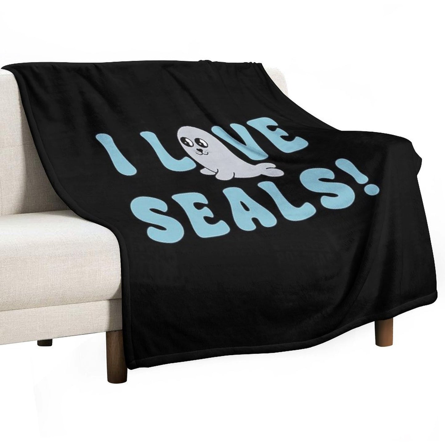 I Love Seals Sticker Artwork Throw Blanket