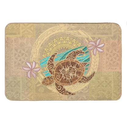 Vintage Samoan Turtle Tapa Print Bath Mat