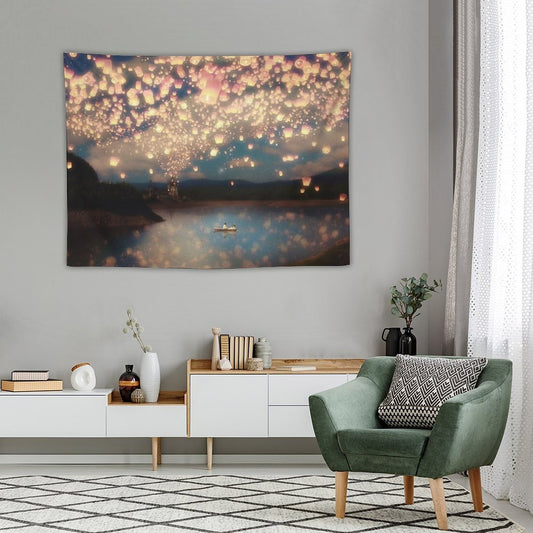 Wish Lanterns for Love Tapestry