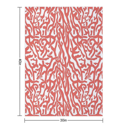 Coral Reef Pattern  Reddish Coral White Coastal Beach House Throw Blanket