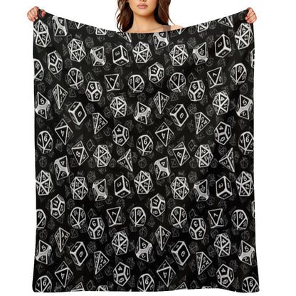 D20 Dice Set Pattern (White) Throw Blanket