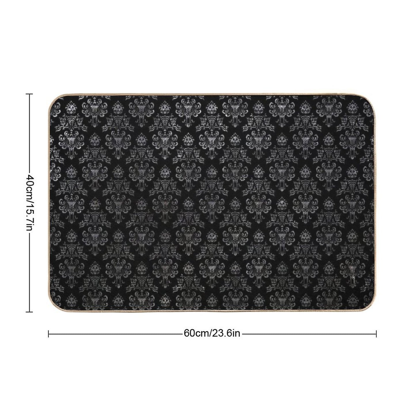 Haunted Mansion Wallpaper Black And Silver Bath Mat