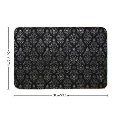 Haunted Mansion Wallpaper Black And Silver Bath Mat