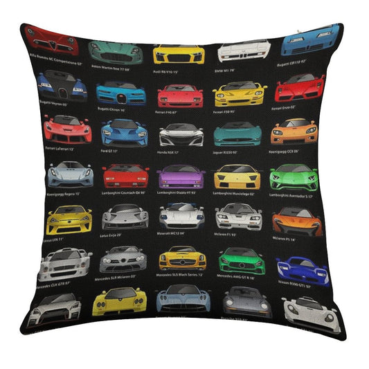 Super Cars (B) Linen Throw Pillow Cover