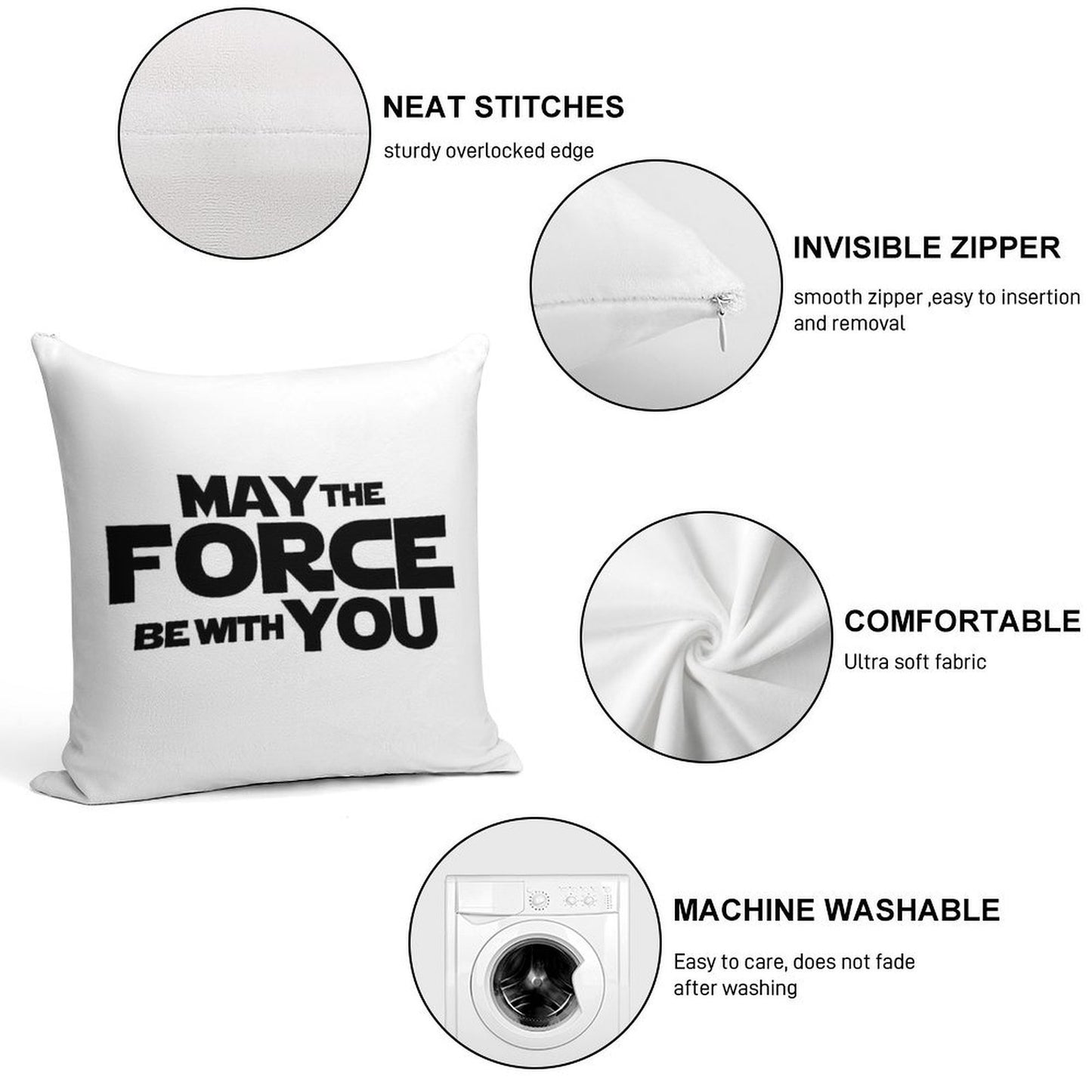 MAY THE FORCE BE WITH YOU GRAPHICS Soft Style Accent Throw Pillow