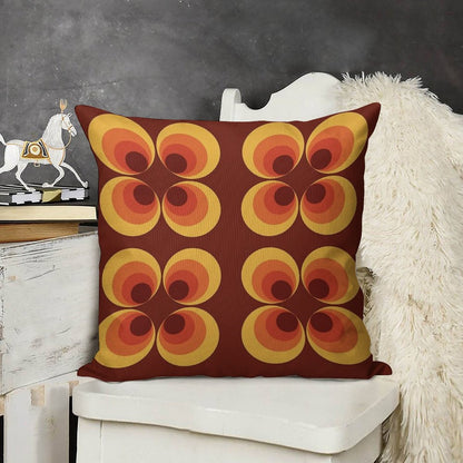 70s Graphic Linen Throw Pillow Cover