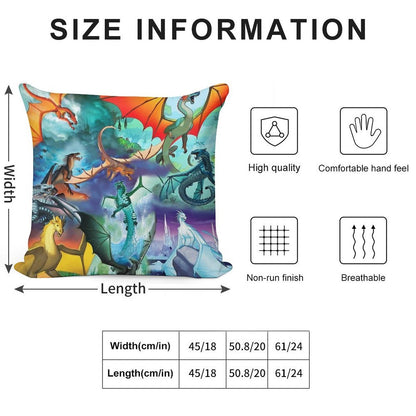Wing of Fire All Dragon Pattern Background Soft Anti-Pilling Throw Pillow