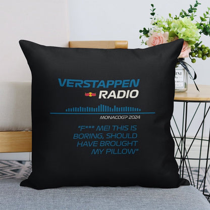Verstappen Radio Monaco - Pillow Linen Throw Pillow Cover