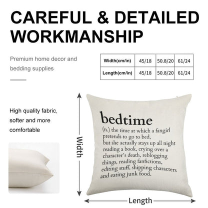 Bedtime Meaning to A Fangirl #books Version Linen Throw Pillow Cover