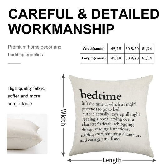 Bedtime Meaning to A Fangirl #books Version Linen Throw Pillow Cover