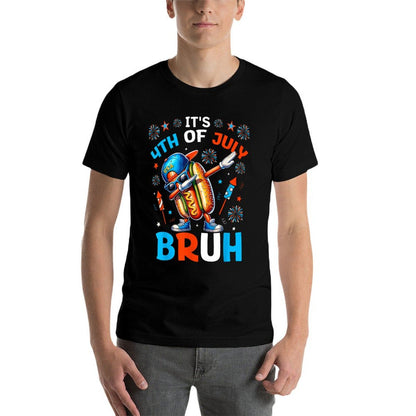 Bruh 4th Of July Boys Kids Hotdog Funny Fourth of July  Soft T-Shirt