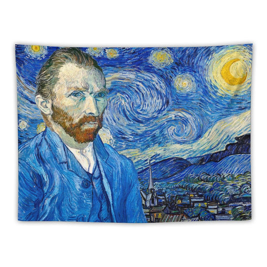 Van Gogh Self-Portrait in Front of Starry Night Tapestry