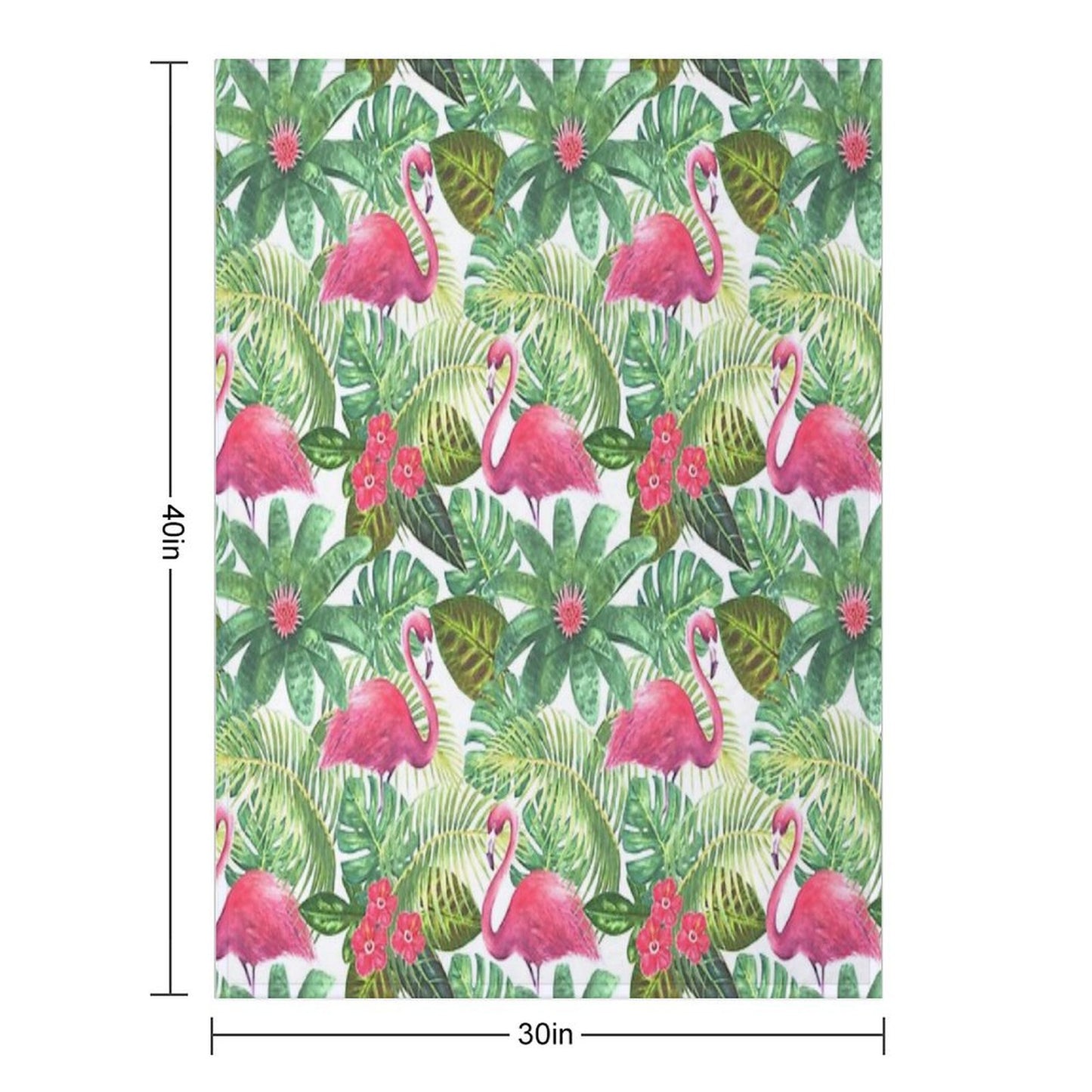 Tropical Exotic Seamless Pattern with Pink Flamingos on White Background Throw Blanket