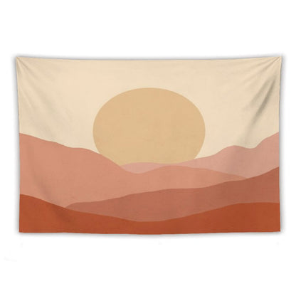 Minimalist Landscape Earth Tones Design  Muted Tones Tapestry