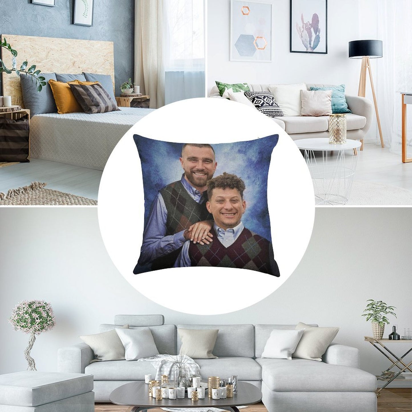 Kelce And Mahomes Stepbrothers Linen Throw Pillow Cover