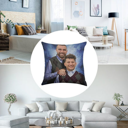 Kelce And Mahomes Stepbrothers Linen Throw Pillow Cover