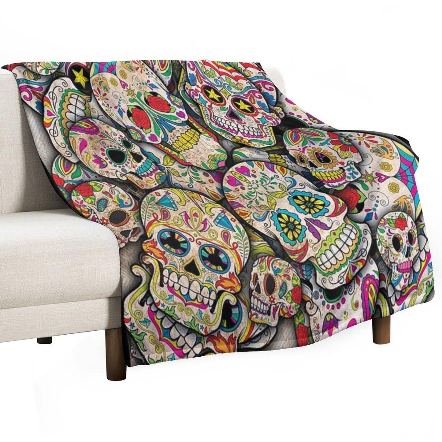 Sugar Skull Collage Throw Blanket