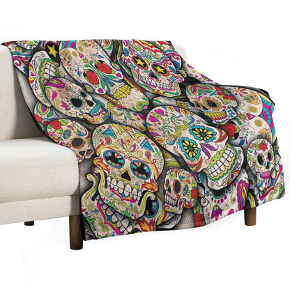 Sugar Skull Collage Throw Blanket