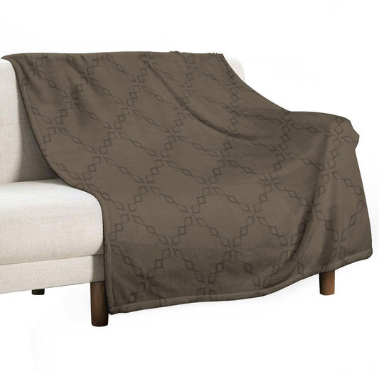 Circle Chain of Gray Mixed with Light Brown Throw Blanket