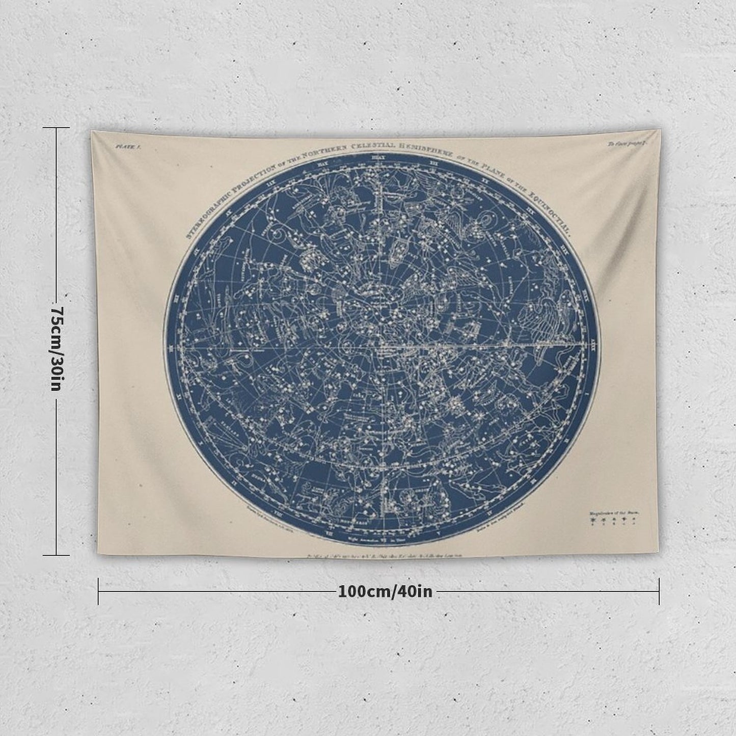 Constellations of The Northern Hemisphere Vintage Azure Blue Tapestry