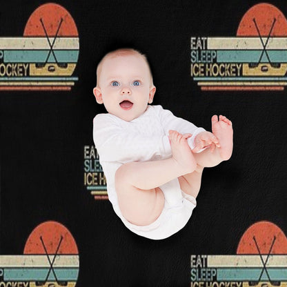 Ice Hockey Vintage Eat Sleep Throw Blanket