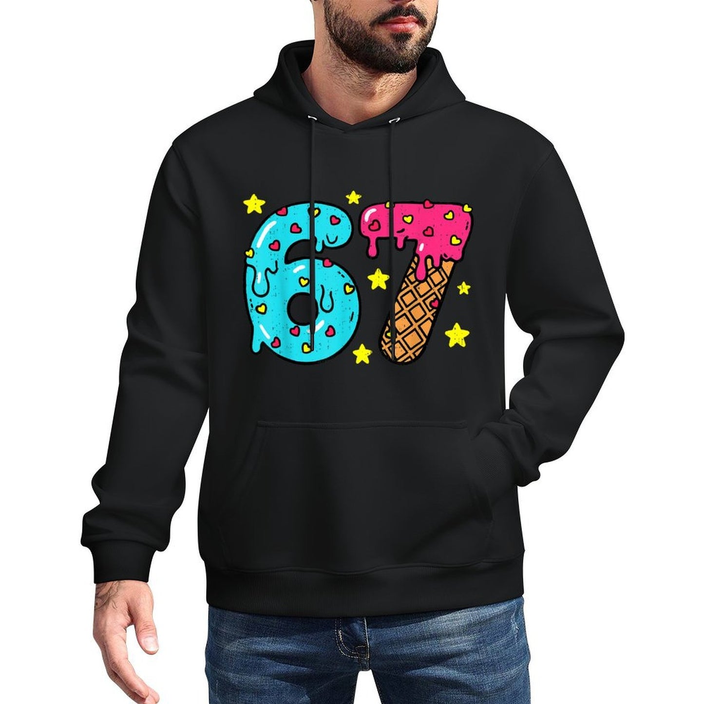 Funny Number Six Seven Ice Cream Drip Cool Meme 67 Sports Shrink-Resistant Hoodie
