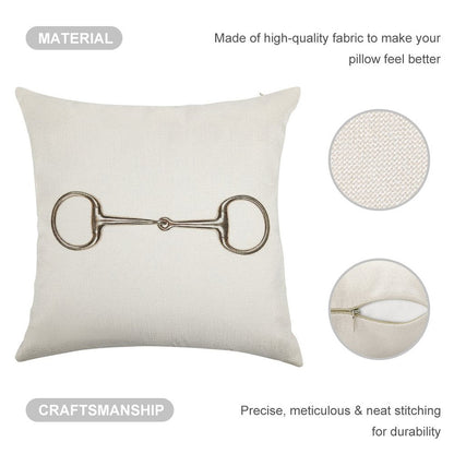 Snaffle Bit Linen Throw Pillow Cover